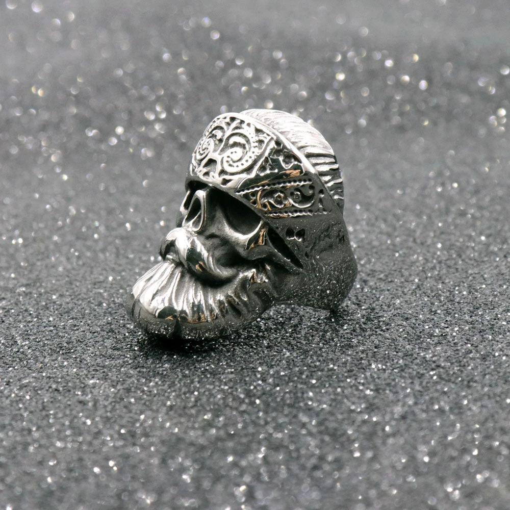 Bearded Stainless Steel Polished Titanium Steel Ring For Men by GJG Denim