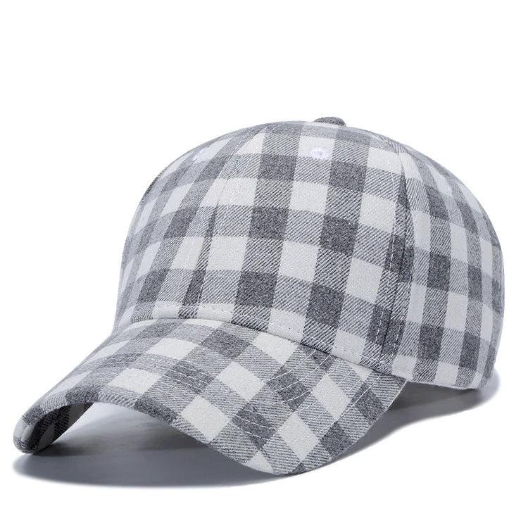 Checkered Peak Baseball Hat For Men by GJG Denim