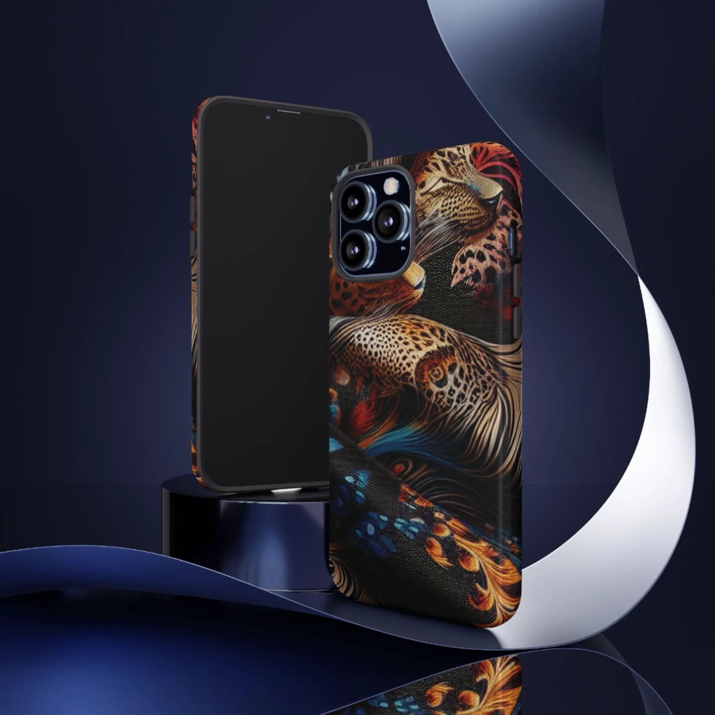 Stylish Tough Phone Case with Elegant Black and Gold Design by Printify
