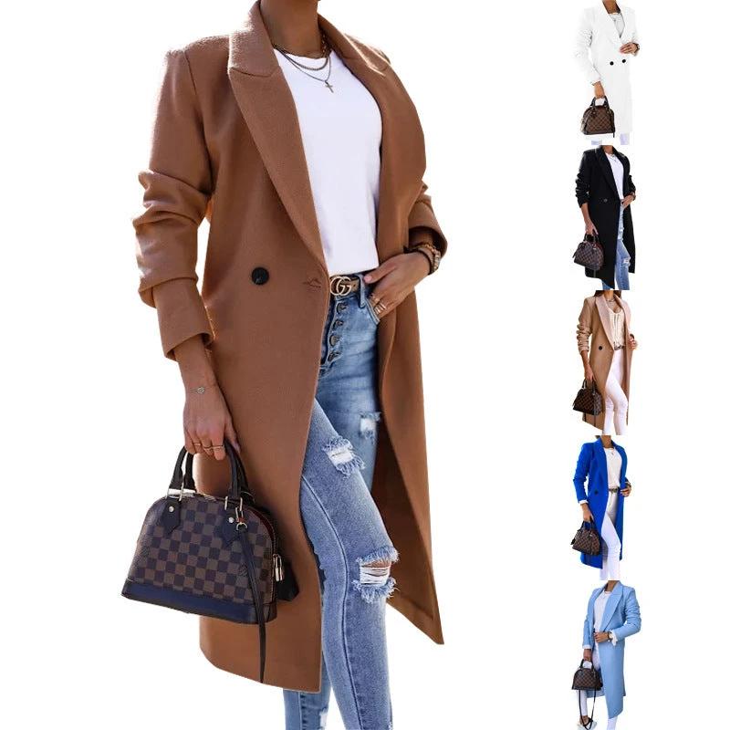 Minimalist Long Sleeve Lapel Button Split Coat by GJG Denim