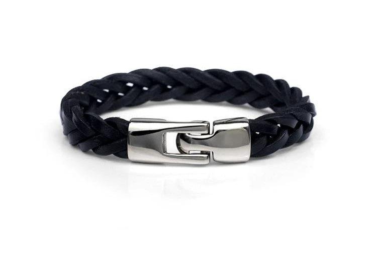 Leather Alloy Vintage Hand-woven Bracelet For Men by GJG Denim