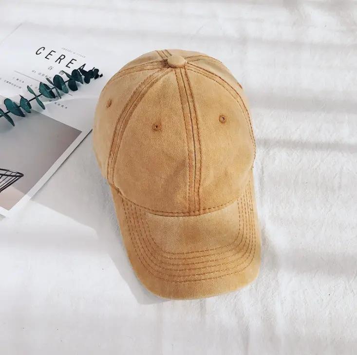Men's Retro Washed Cotton Soft Top Baseball Cap by GJG Denim