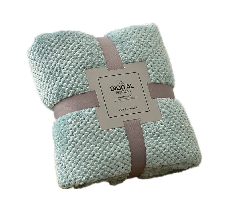 Pure Color Mesh Pineapple Grid Fleece Blanket by GJG Denim