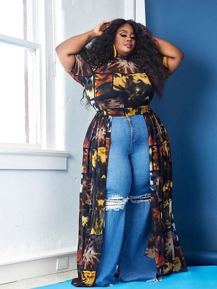 Long Button Up Shirt Dress Women Plus Size Clothing Club Wea by GJG Denim
