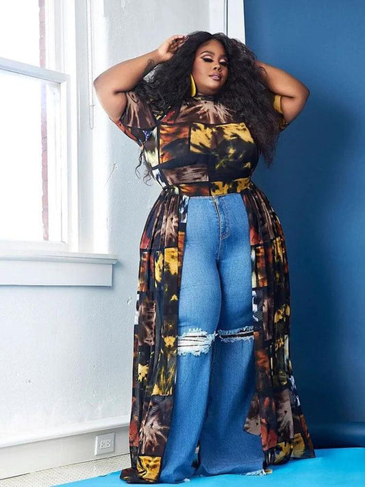 Long Button Up Shirt Dress Women Plus Size Clothing Club Wea by GJG Denim