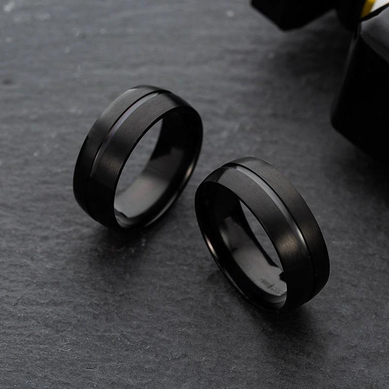 Black Titanium Steel Ring For Men by GJG Denim