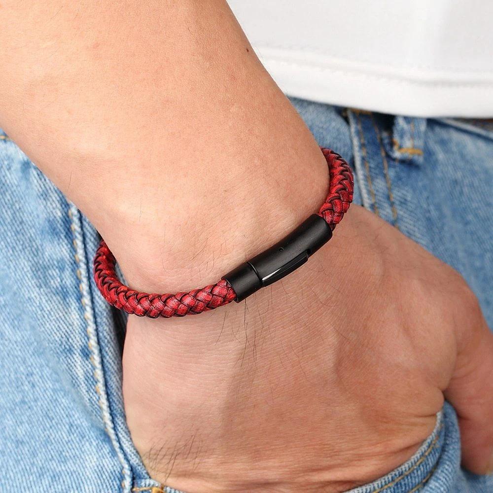 Men's Braided Stainless Steel Clasp Bracelet by GJG Denim