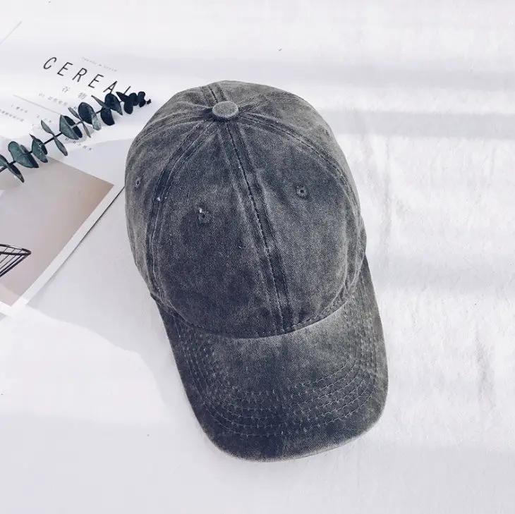 Men's Retro Washed Cotton Soft Top Baseball Cap by GJG Denim