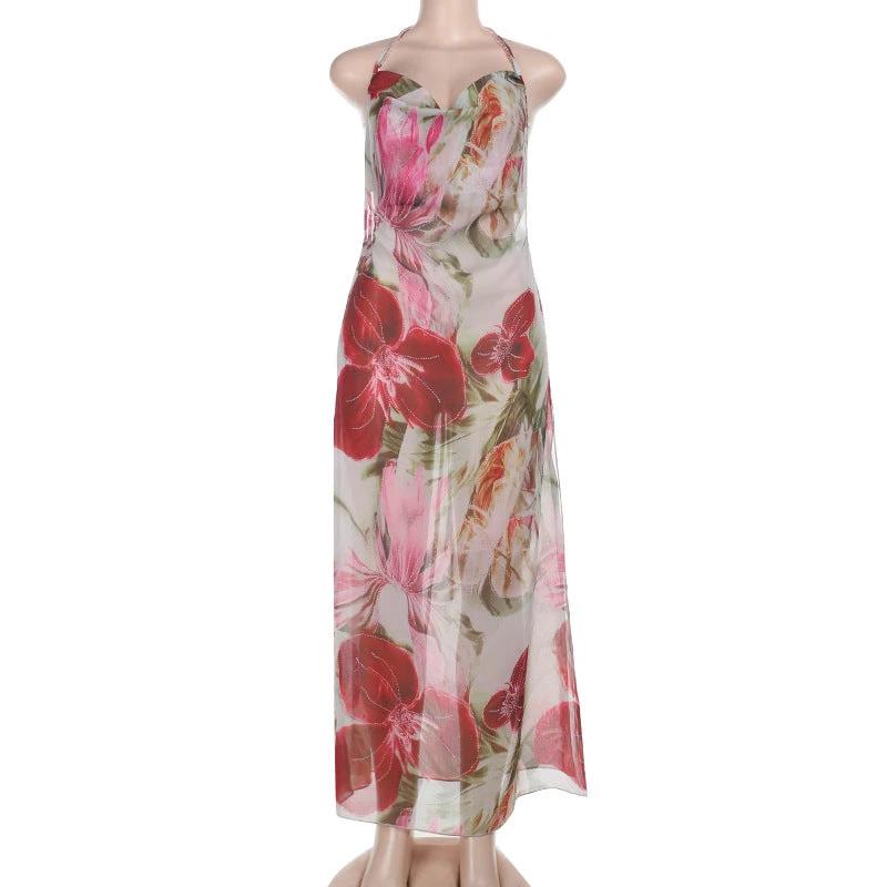See-through Print Holiday Dress Ladies by GJG Denim