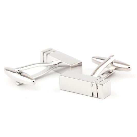 Men's Rectangular Glossy Metal Cufflinks by GJG Denim