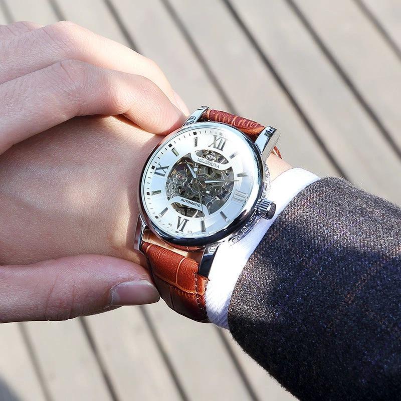 Automatic Mechanical Woven Mesh Belt Men's Watch by GJG Denim