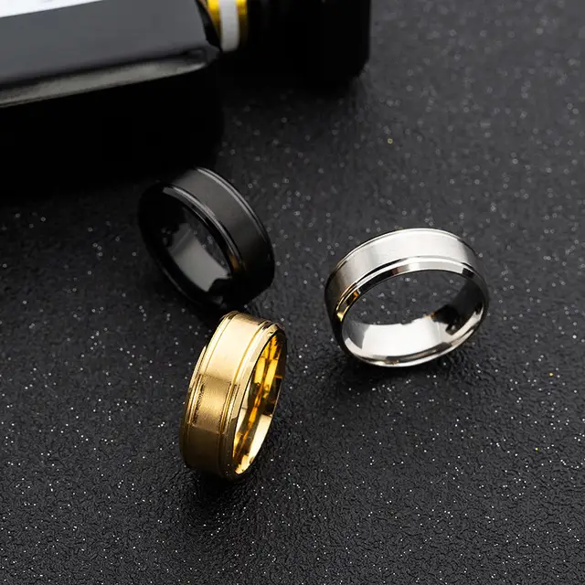 Men's Ring Black Sliver Gold 8MM by GJG Denim