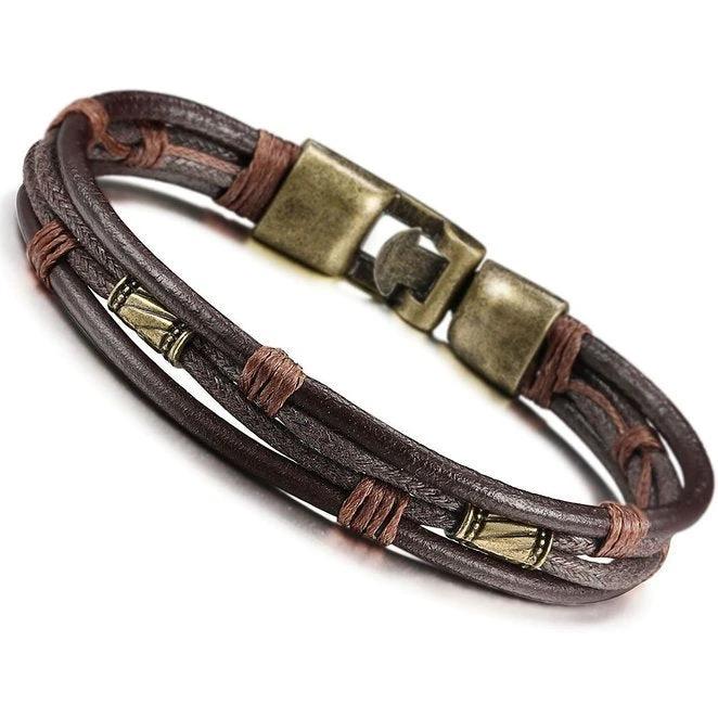 Retro Men's Braided Leather Bracelet by GJG Denim