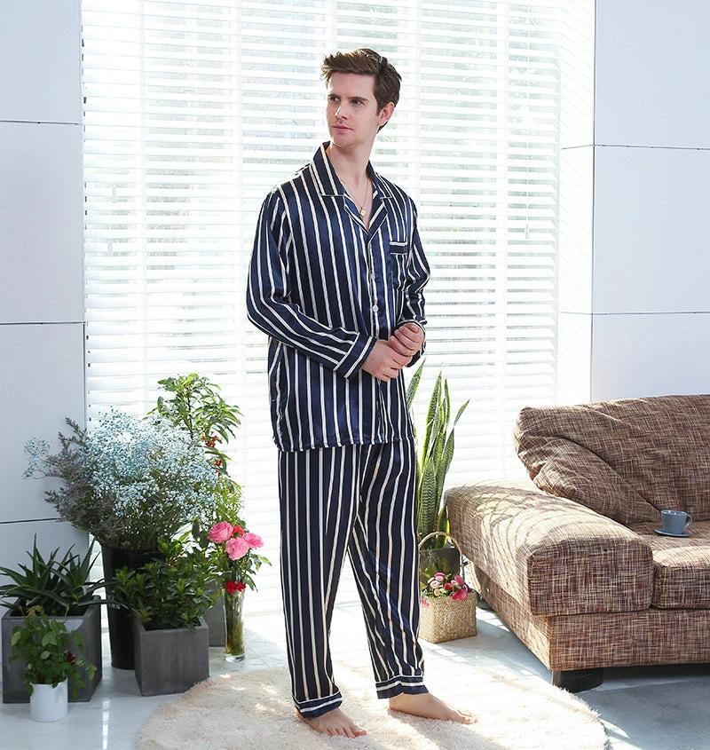 Men's Silk Stripe Pajamas by GJG Denim