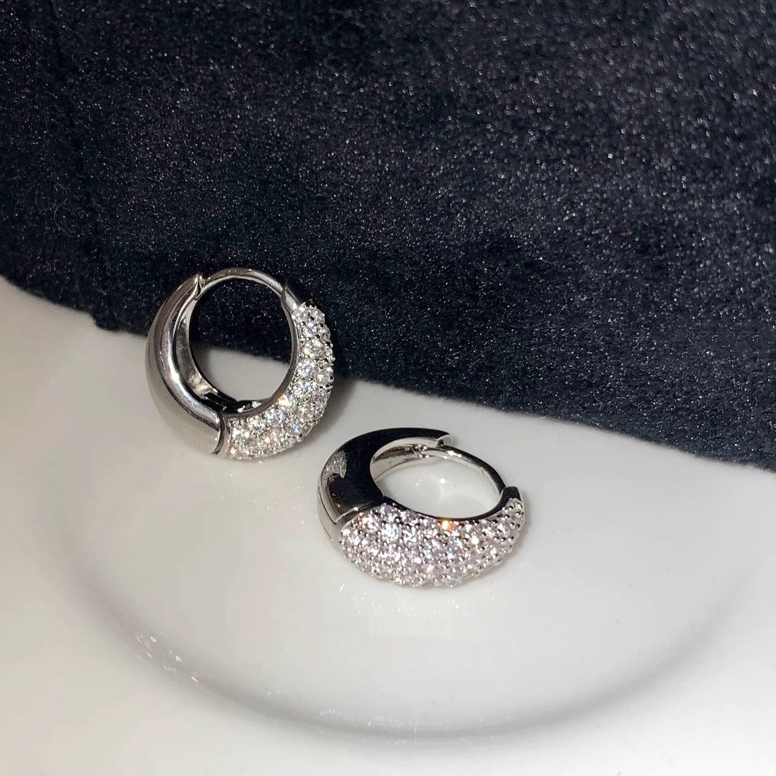 Women's Fashion Personalized Zircon Hoop Earrings by GJG Denim