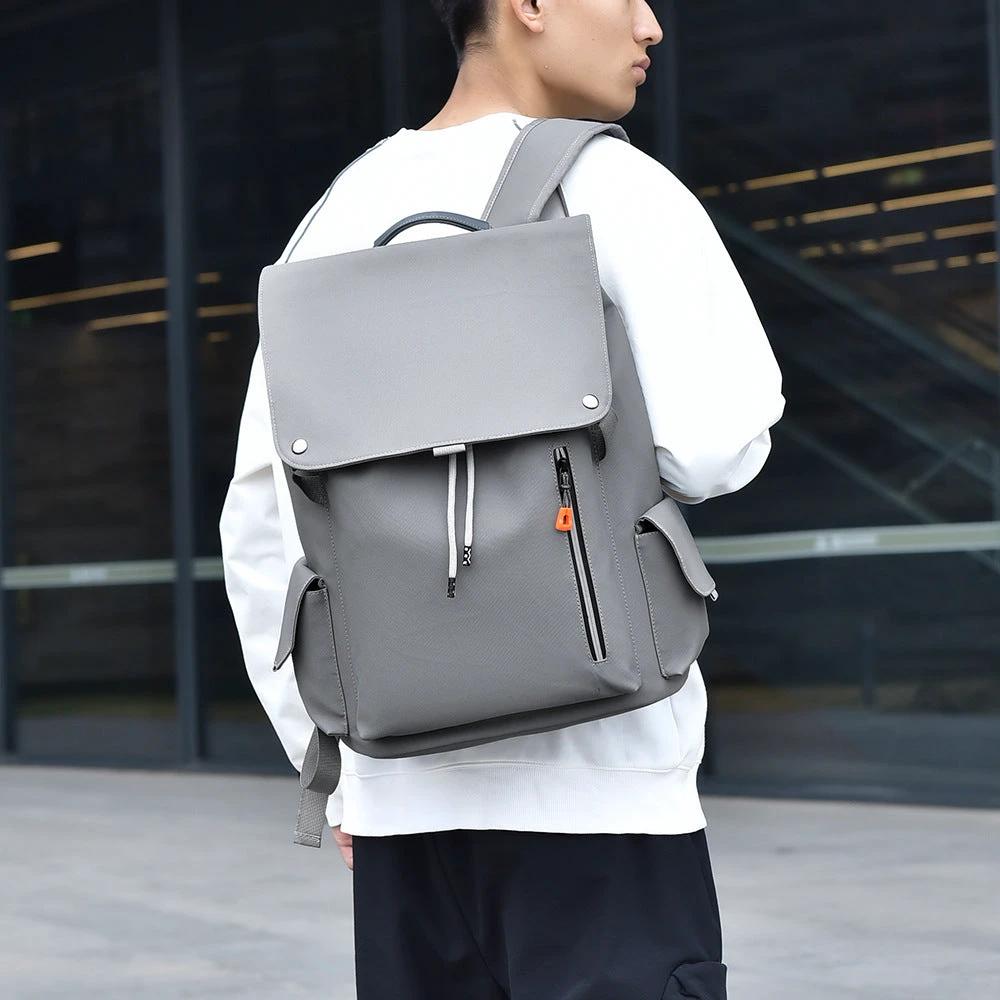Men's Large Capacity Laminated Leather Fashionable Backpack by GJG Denim