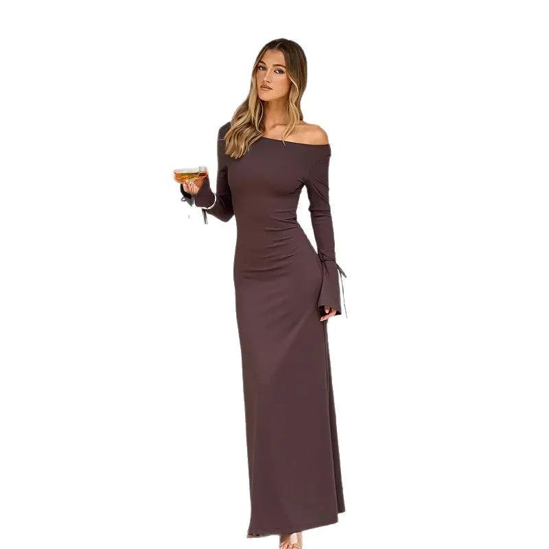 Bootcut Long-sleeve Slim-fit Lace-up Dress by GJG Denim