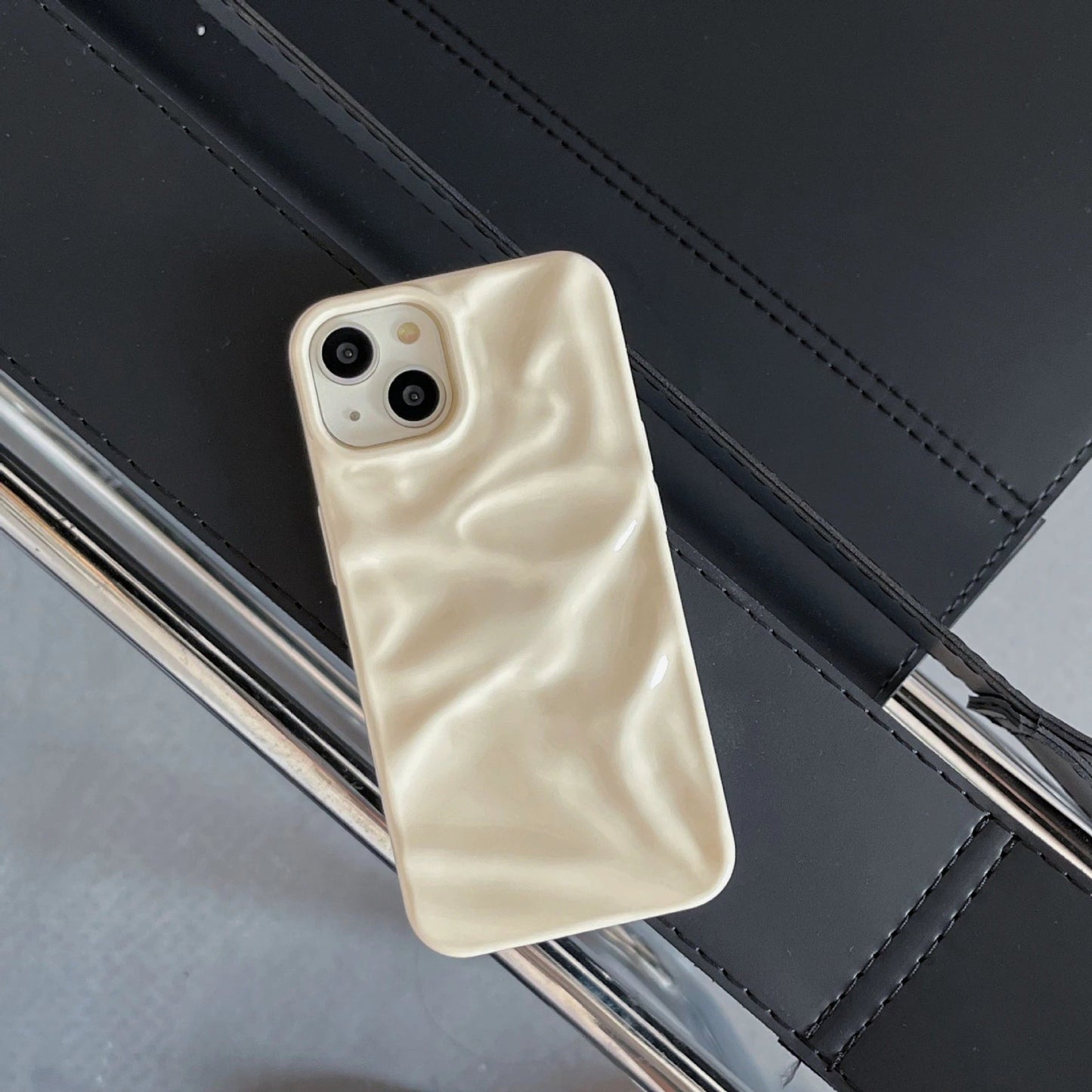 Electroplating Three-dimensional Pleated Phone Case by GJG Denim