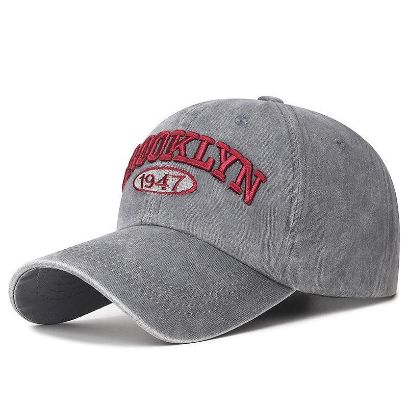 Men's Retro Washed Letters Embroidered Baseball Cap by GJG Denim