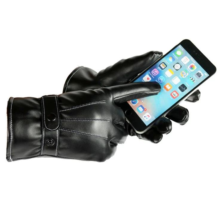 PU Leather Touch Screen Gloves For Men by GJG Denim