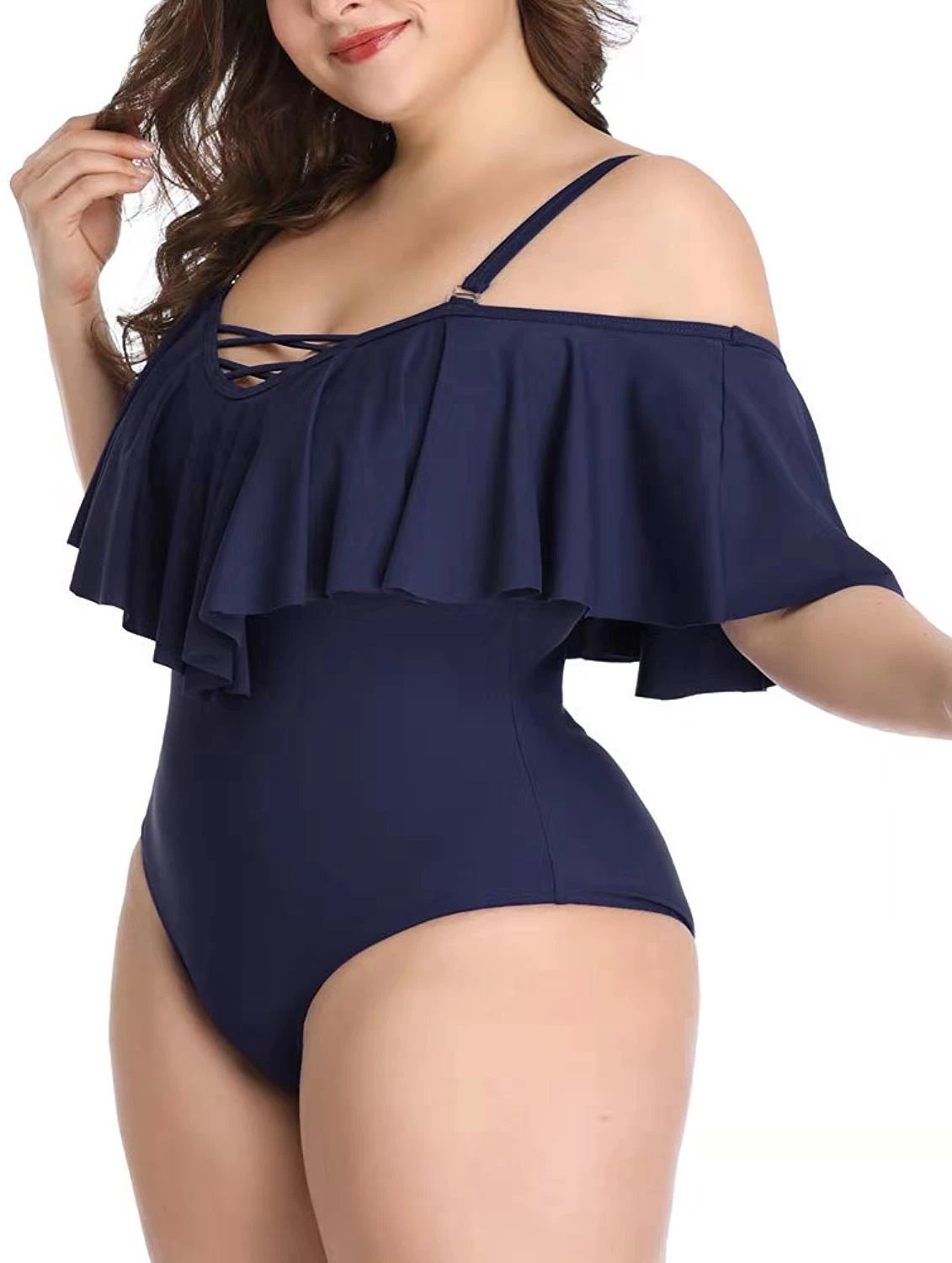 Ruffled plus size slimming bikini by GJG Denim