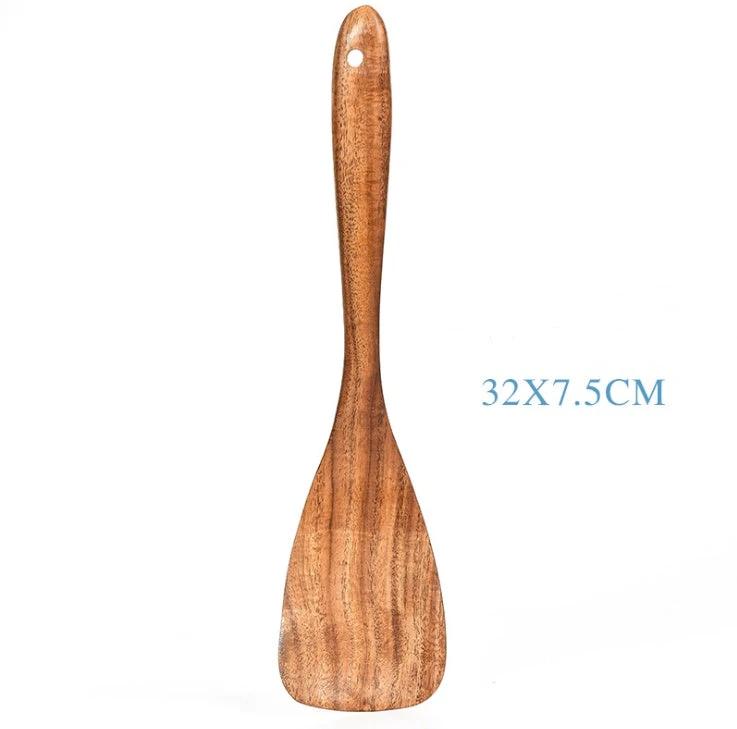Teak Natural Wood Kitchen Utensils Set by GJG Denim