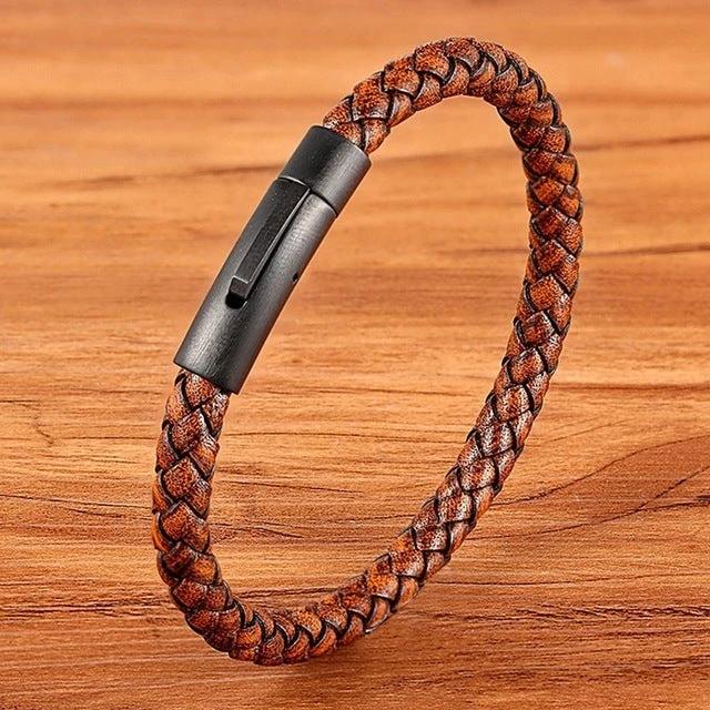 Men's Braided Stainless Steel Clasp Bracelet by GJG Denim