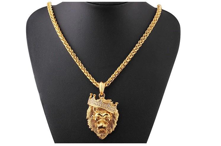 Silver and Gold Plated Crown Lion Luminous Necklace by GJG Denim