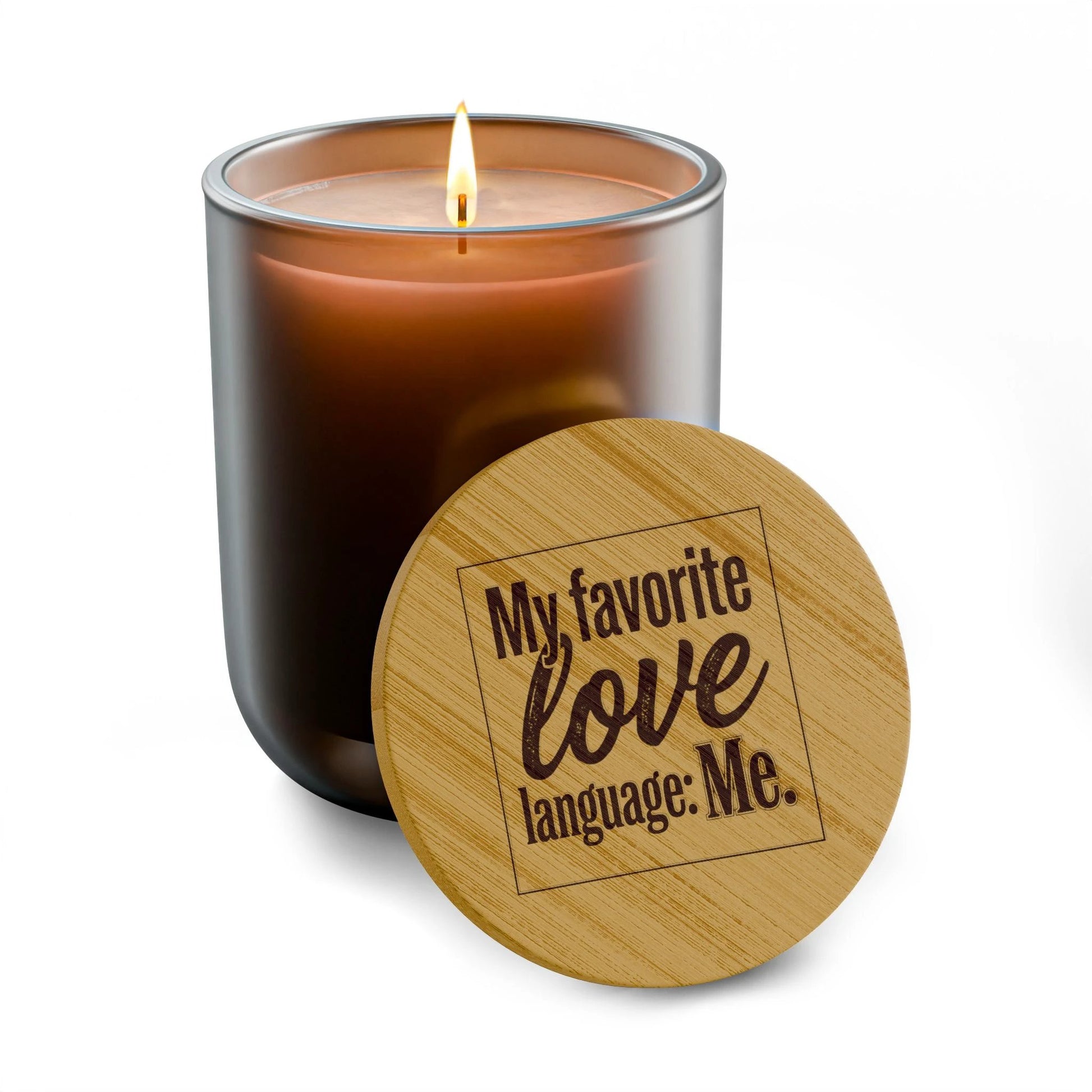Engraved Soy Candle - "My Favorite Love Language: Me" (14oz) by Printify