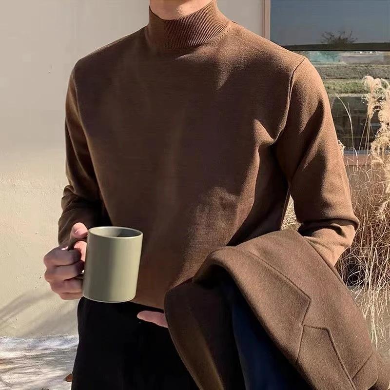 Men's Long Sleeve Warm Mock Neck Sweater by GJG Denim