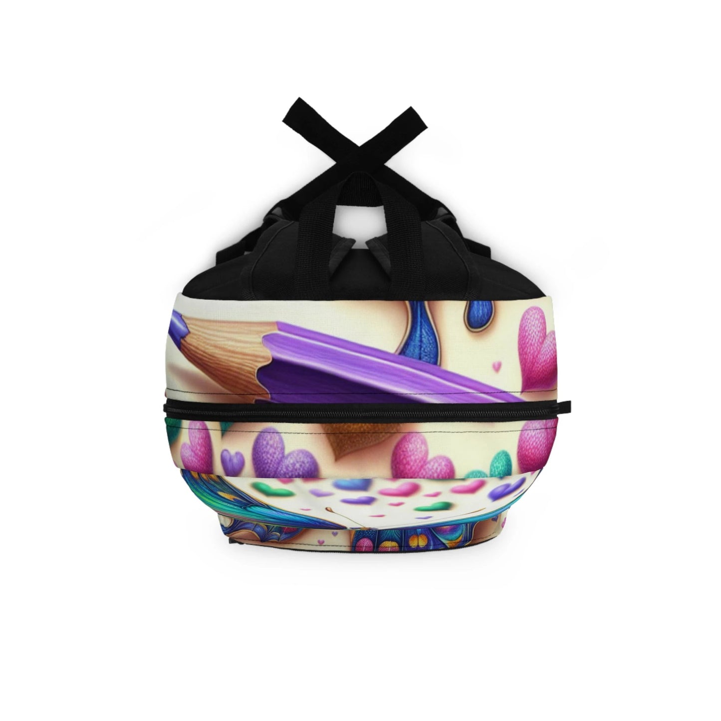 Vibrant Butterfly Art Backpack - Colorful Heart Design for Kids & Teens by Printify