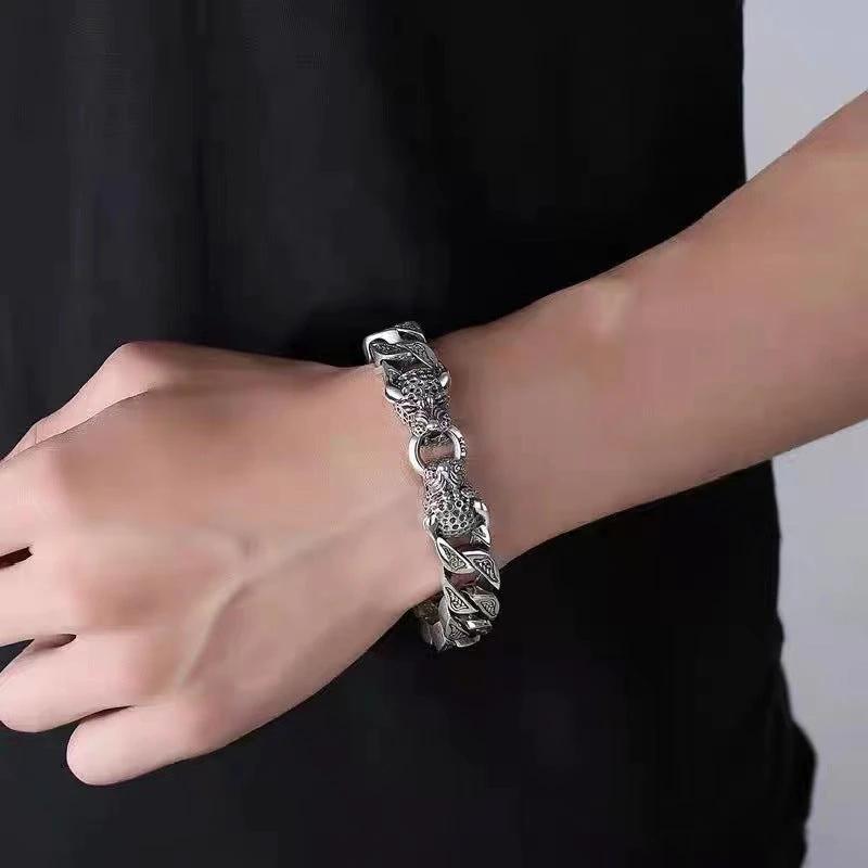 Retro Double-Leopard Men's Casual Bracelet by GJG Denim