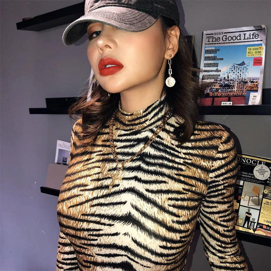 Tiger print sexy slim bodysuit by GJG Denim