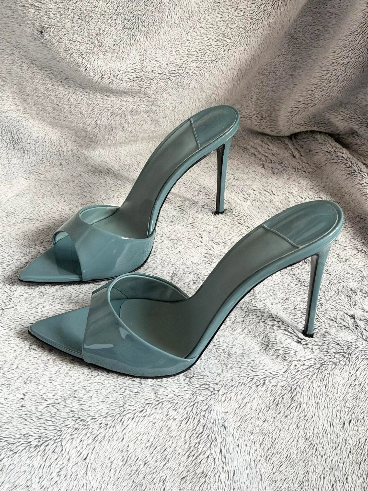 2026 Summer New Women's High Cost-Performance Sexy Pointed Toe Stiletto Heel Mules Open Toe Sandals by GJG Denim