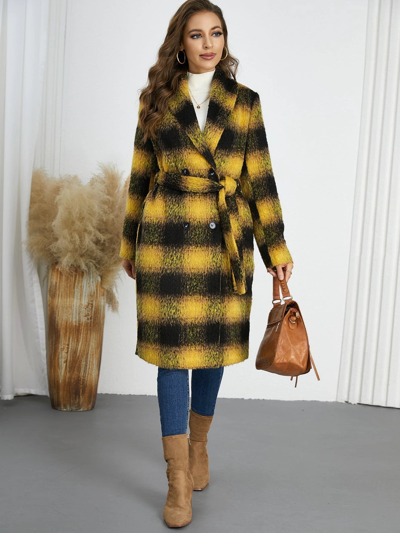 Winter Retro Slim Temperament Double Row Long-cut Coat by GJG Denim