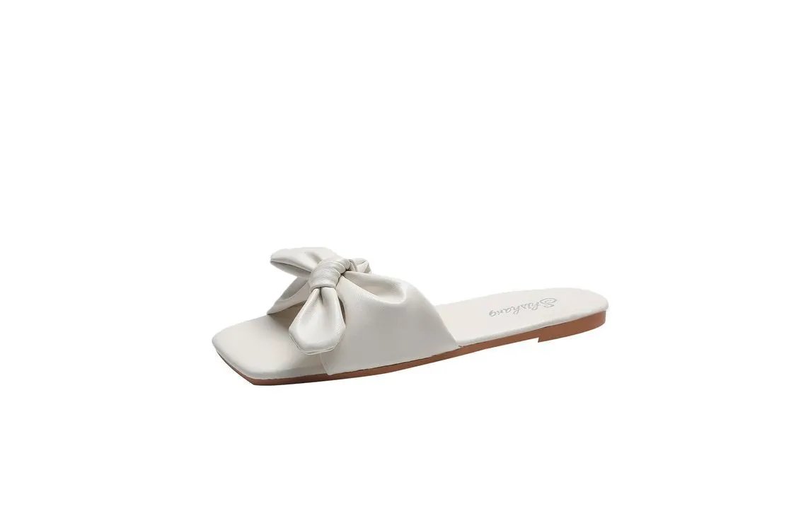 Women's Beach Slippers With Bow by GJG Denim