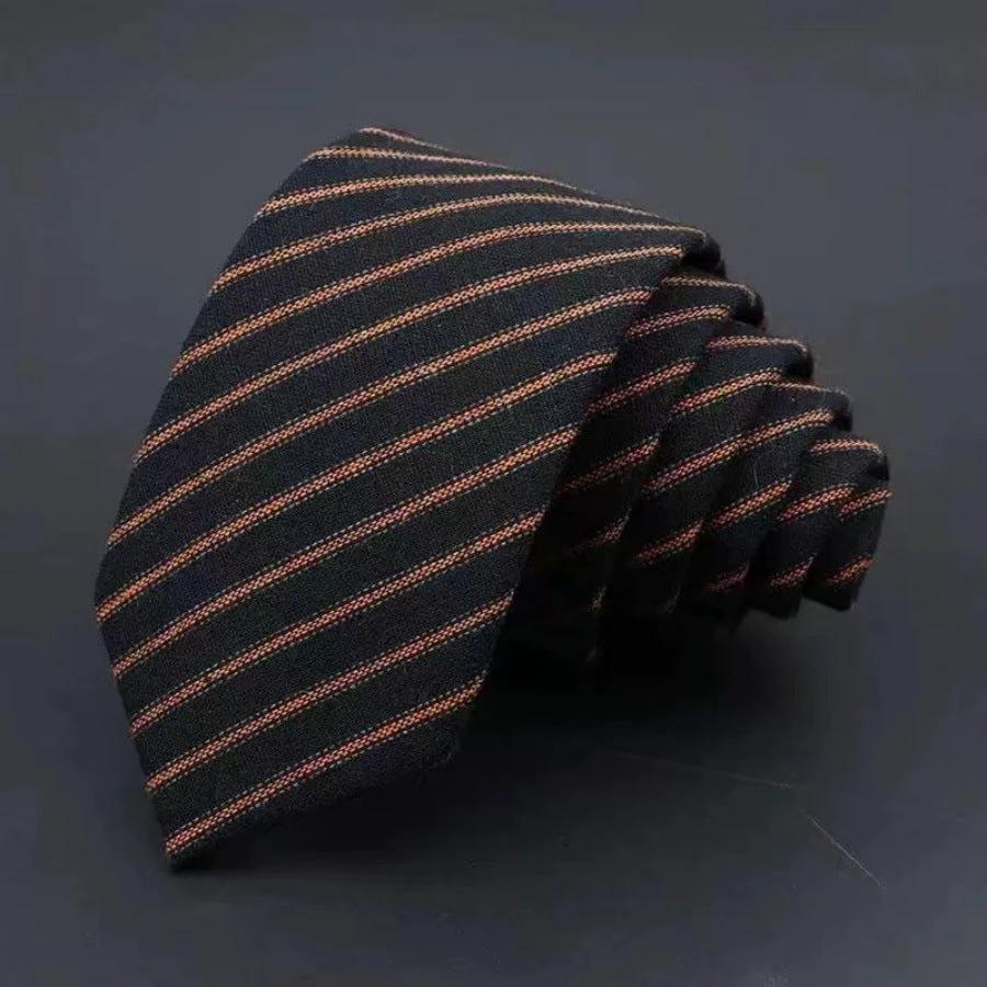 Men's Thickened Sanded Fabric Striped Solid Color Cotton Tie by GJG Denim