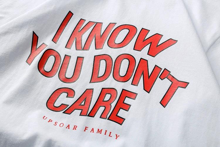 Men's " I Know You Don't Care" Short-sleeved T-shirt by GJG Denim