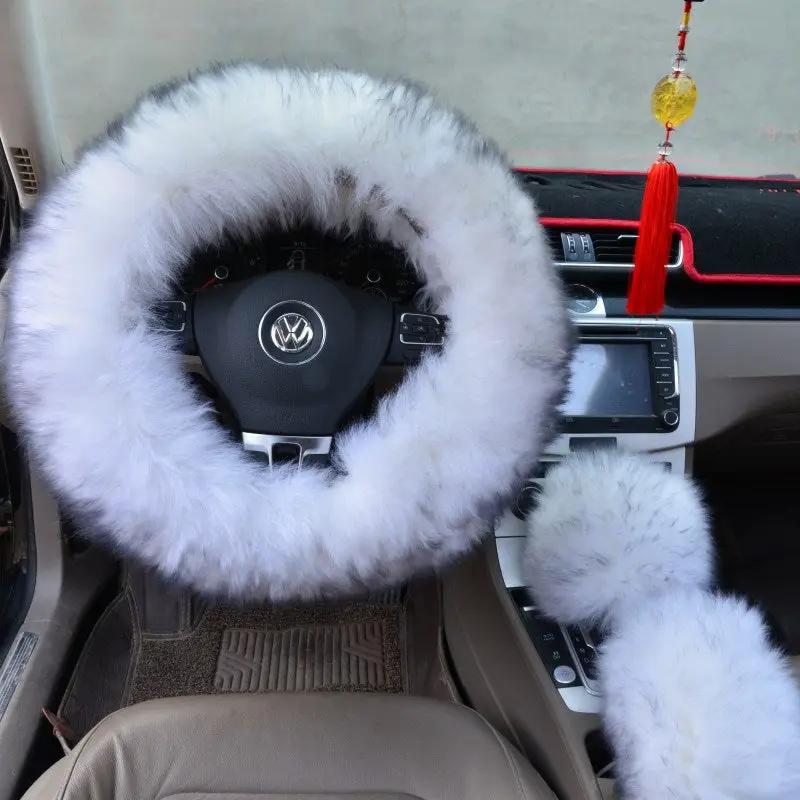 Three-piece wool steering wheel cover by GJG Denim