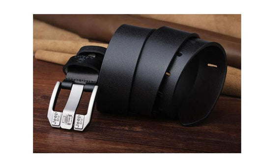 Men's Leather Pin Buckle Belt by GJG Denim