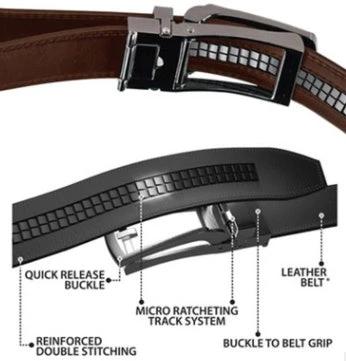 Men's Automatic Buckle Two-layer Cowhide Leather Belt by GJG Denim