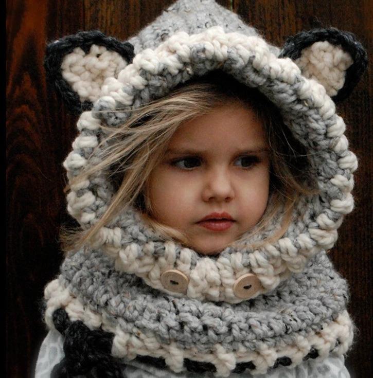 Children's wool knit hat hand-knitted warm earmuffs cape caps for men and women by GJG Denim