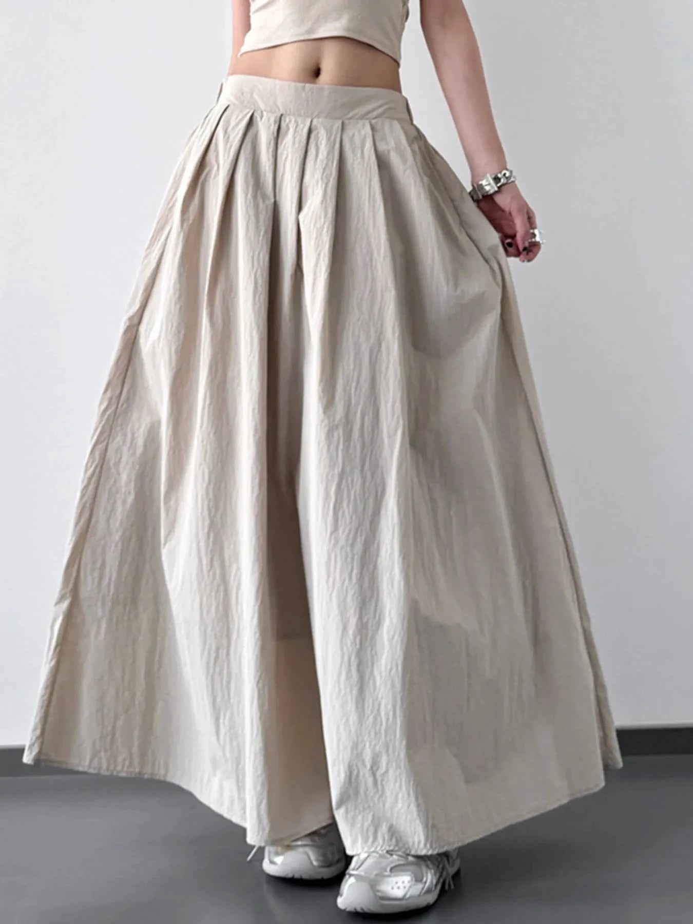Pleated Linen Maxi Skirt by Lady Ros