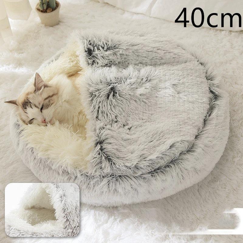 2 In 1 Dog And Cat Bed Pet Winter Bed Round Plush Warm Bed House Soft Long Plush Pets Bed Pet Products by GJG Denim