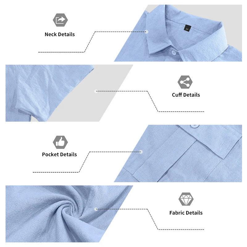 Men's Lapel Shirt And Multi-Pocket Shorts Set by GJG Denim