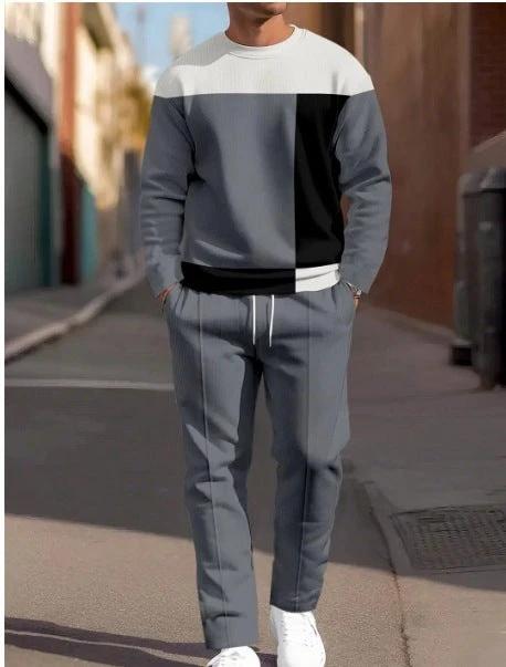 Fashion Line Printing Men's Round Neck Suit by GJG Denim