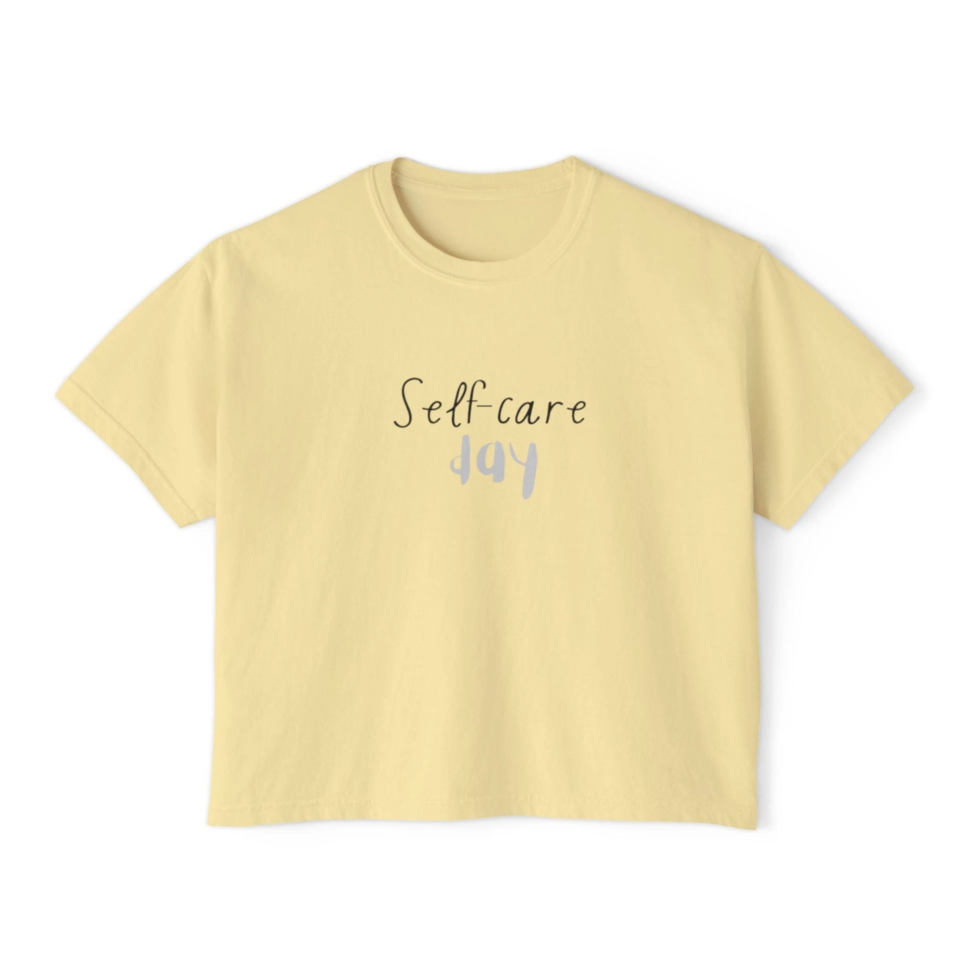 Self care day Women's Boxy Tee Self care day by Printify