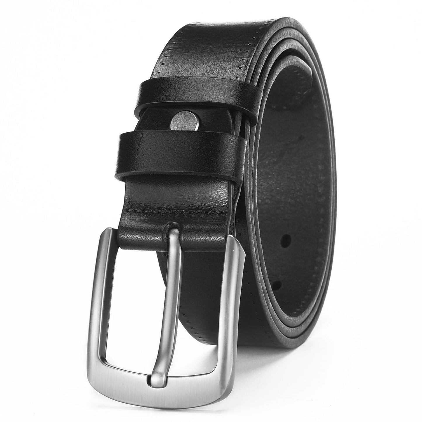 Men's Alloy Pin Buckle Casual First Layer Cowhide Belt by GJG Denim