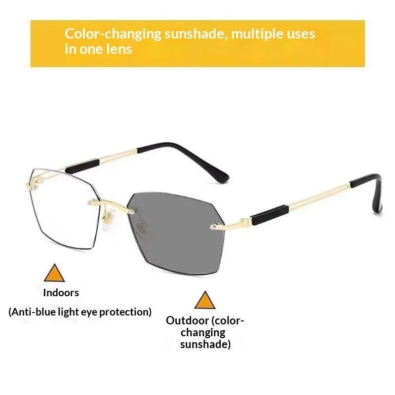 Men's Glasses With Frameless Color-Changing Lenses by GJG Denim