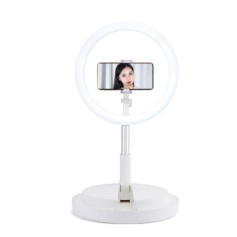 Compatible with Apple, Dimmable Light Selfie Ring LED 10 inch Video Studio Photography Lighting Portable for Youtube Vlog Live Photo with Tripod by GJG Denim